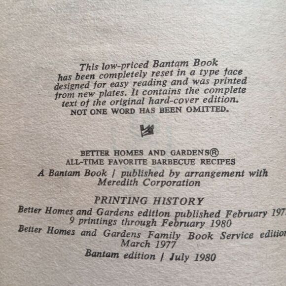Better Homes and Garden All-Time Favorite Barbecue Recipes Paperback 1980 VTG - Picture 6 of 6